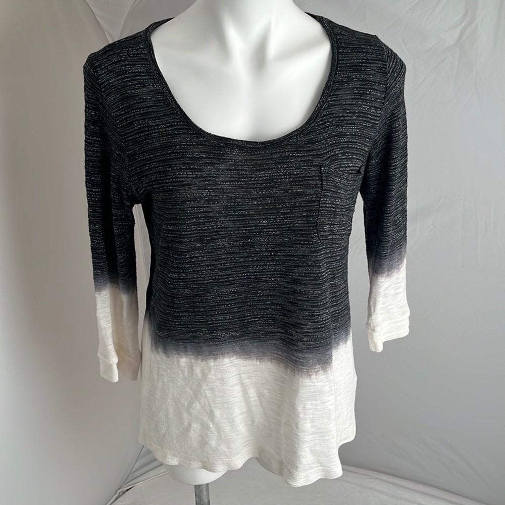 Anthropologie Language black and white ombré burnout top with cutout back